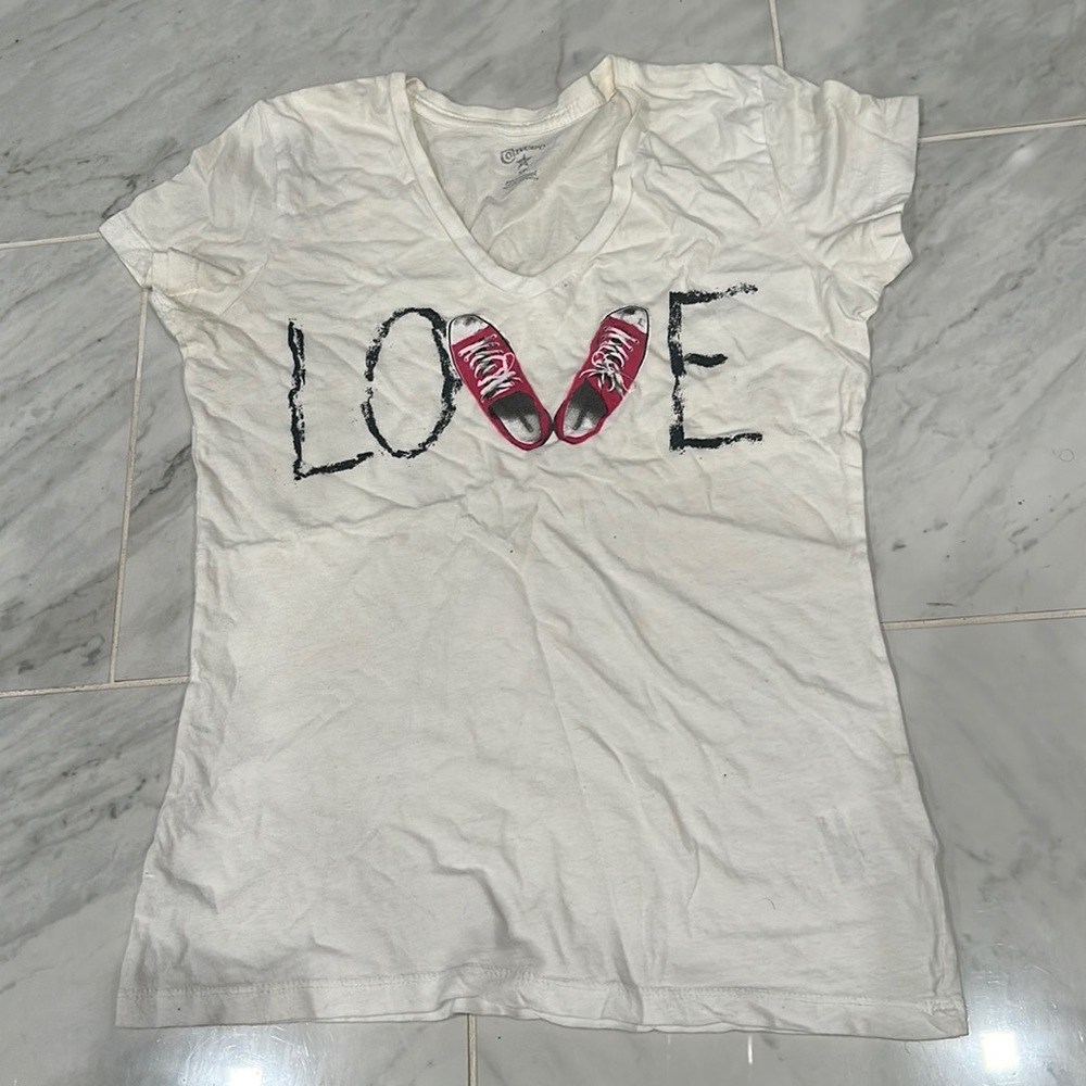 Converse v-neck t-shirt with the word “Love”